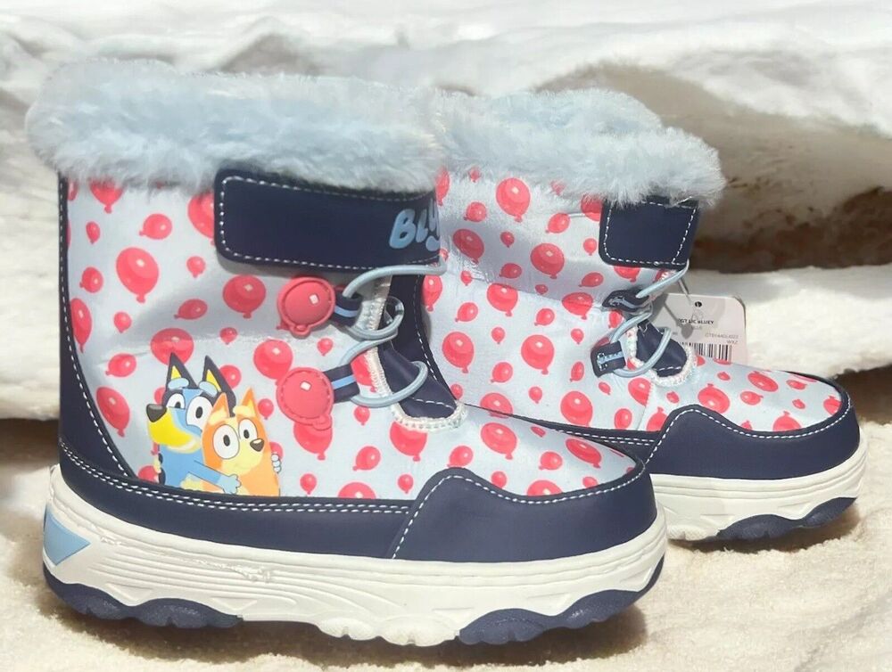 Bluey Snow Boots Toddler 12 Disney Light Up Bingo Blue Pink Balloons Winter NEW